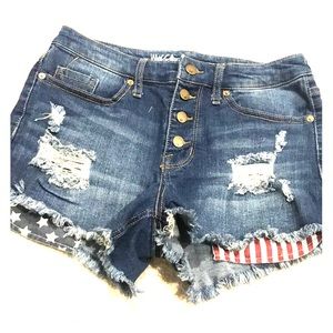 American Flag Denim Shorts